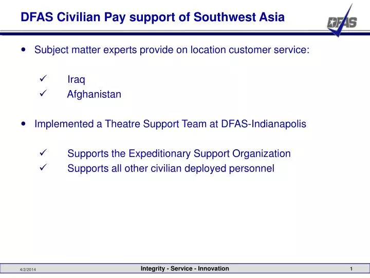 dfas civilian pay support of southwest asia n.