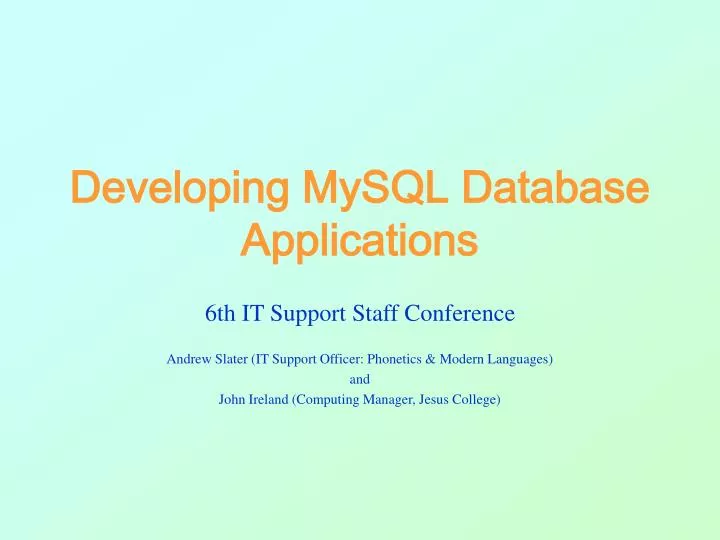 developing mysql database applications n.