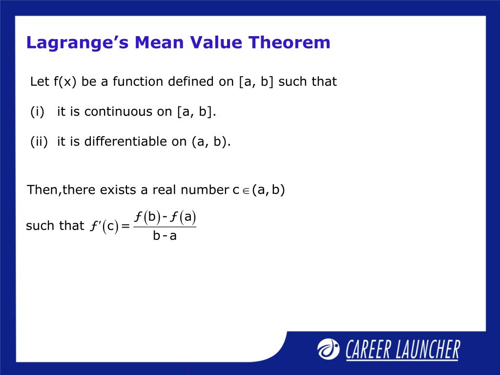 Lagrange Mean Value Theorem - Definition, Formula, Proof, Examples.