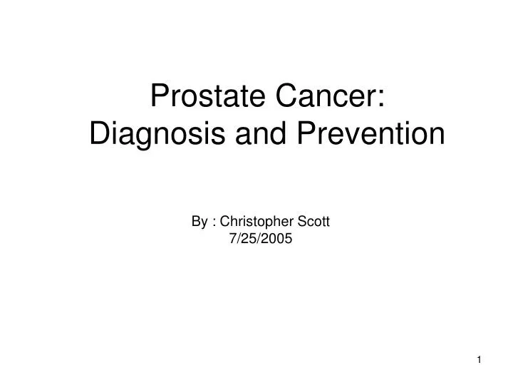 prostate cancer diagnosis and prevention n.