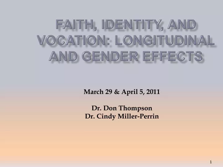 faith identity and vocation longitudinal and gender effects n.