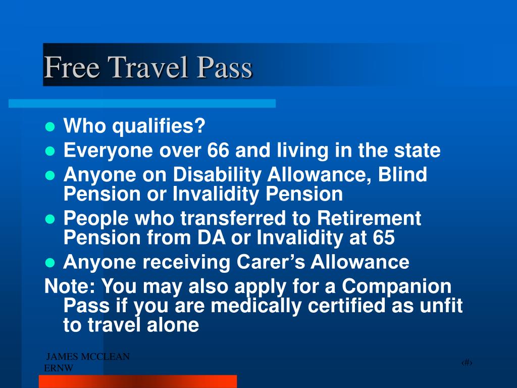 social welfare companion travel pass