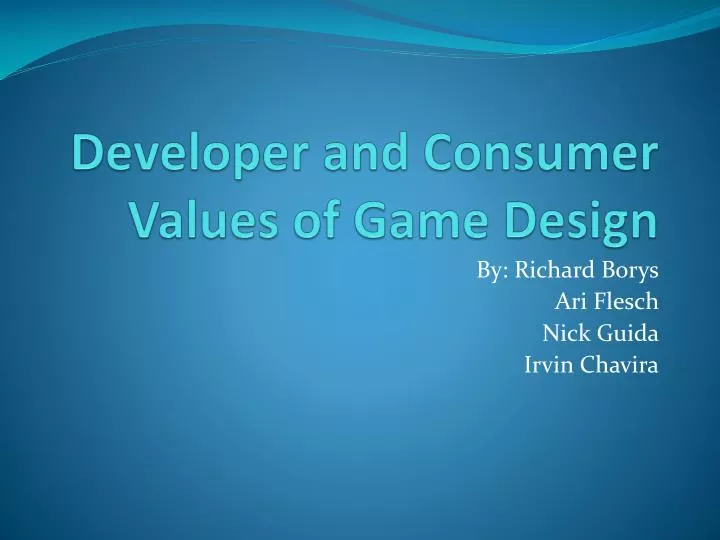 developer and consumer values of game design n.