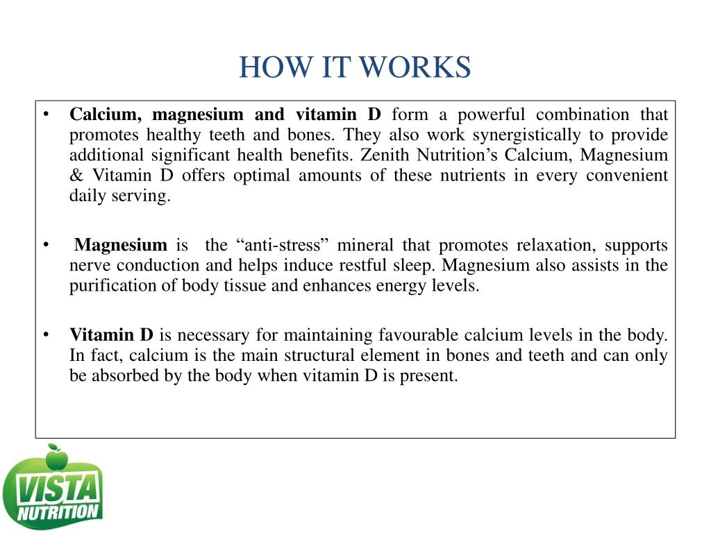 Ppt Vista Nutrition Magnesiumcalciumvitamin D Powerpoint
