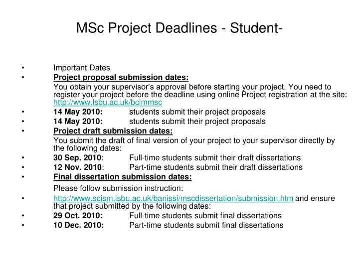 Msc dissertation marking scheme