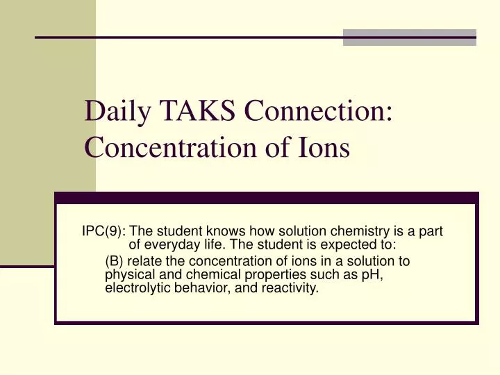 daily taks connection concentration of ions n.