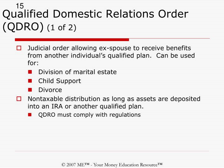 Qualified domestic relations order stock options