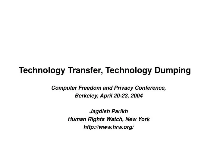 technology transfer technology dumping n.