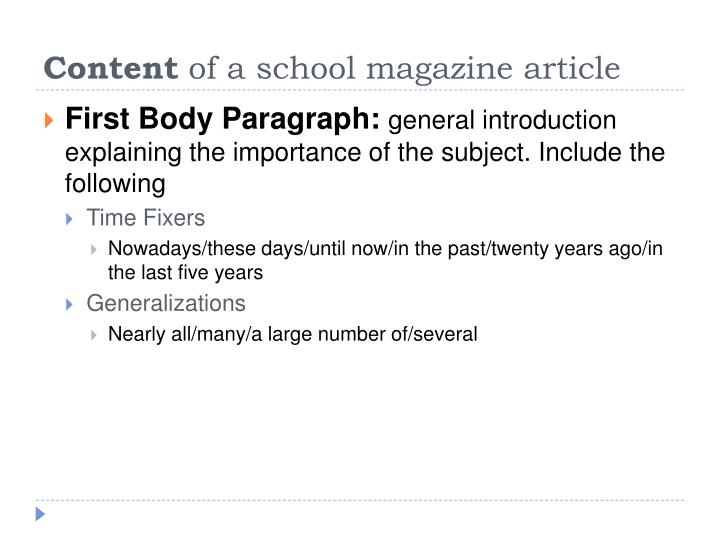 PPT - School Magazine Articles Source: Alison Digger’s I GCSE as a ...