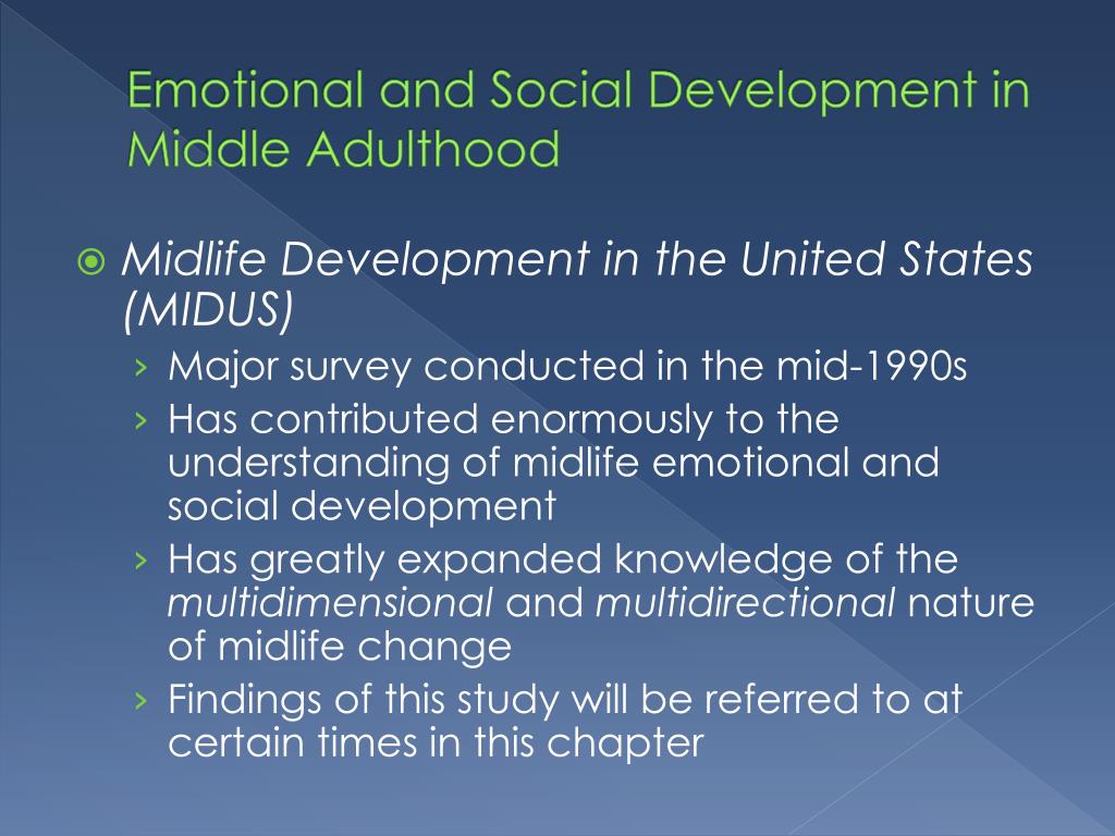 PPT - Emotional and Social Development in Middle Adulthood PowerPoint