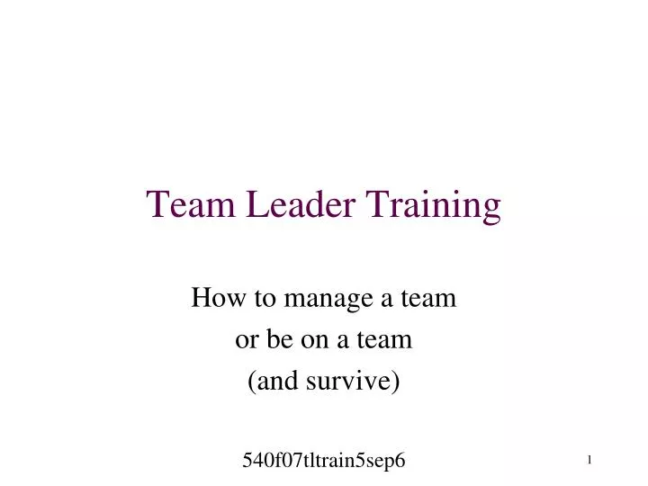 team leader training n.