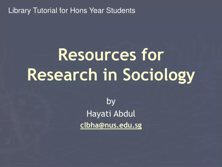 resources for research in sociology n.