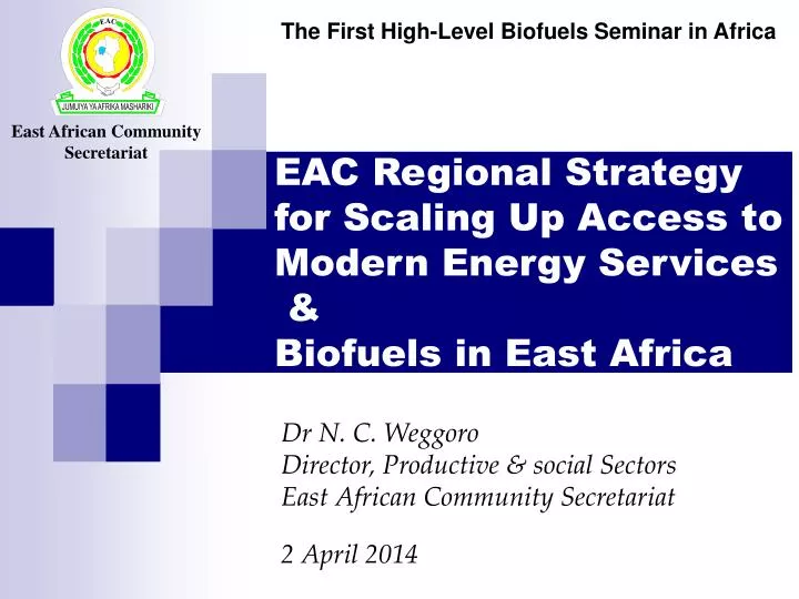 eac regional strategy for scaling up access to modern energy services biofuels in east africa n.