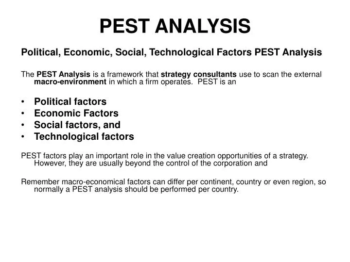 PPT - PEST ANALYSIS PowerPoint Presentation, free download - ID:647874