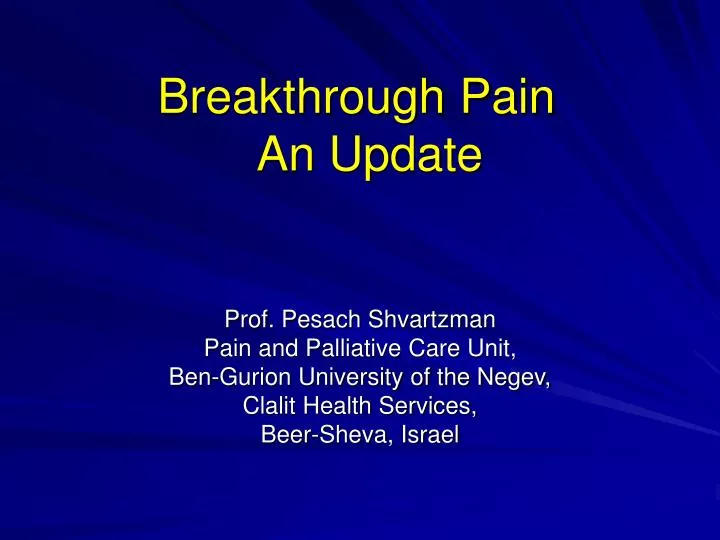 breakthrough pain an update n.