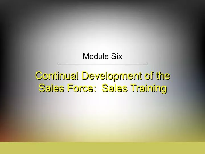 continual development of the sales force sales training n.