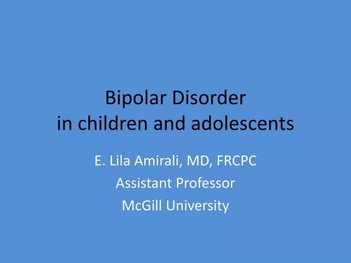 bipolar disorder in children and adolescents n.