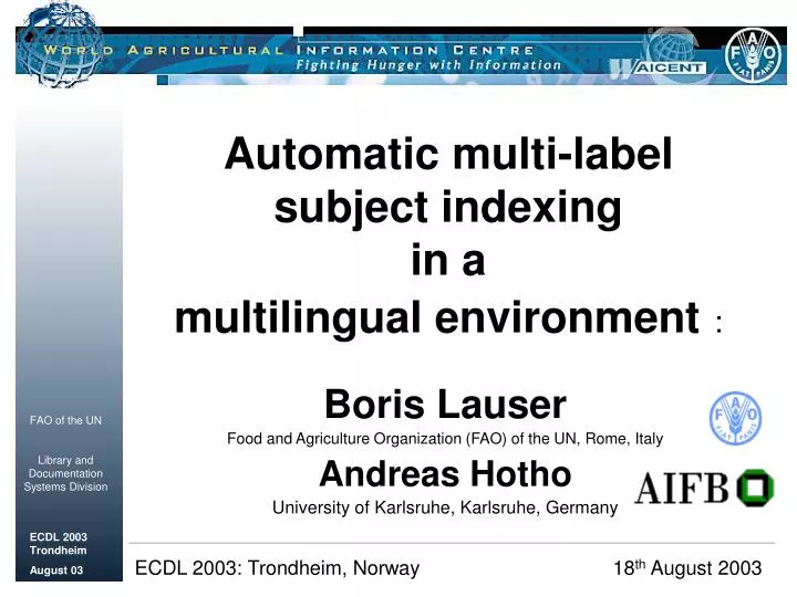 PPT Automatic multilabel subject indexing in a multilingual