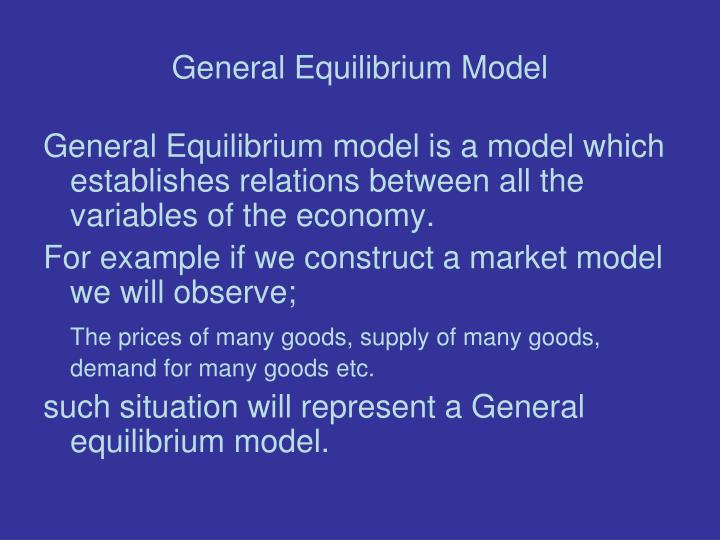 Equilibrium Framework General Equilibrium Model – Computable General Equilibrium Model – VDLBT