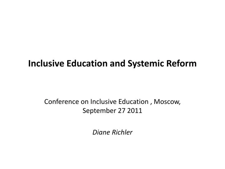 inclusive education and systemic reform n.