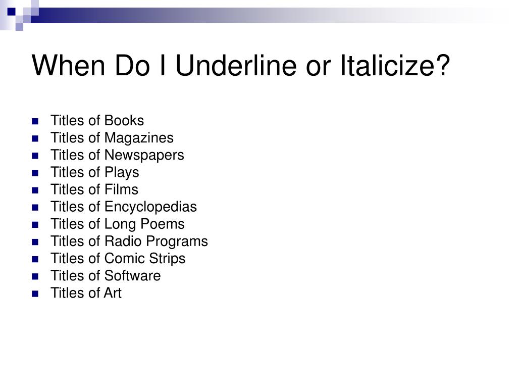 underline or italicize essay titles