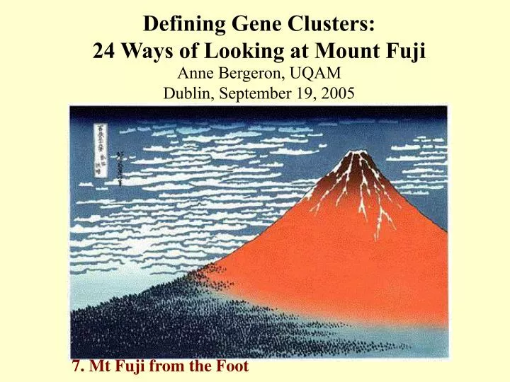 defining gene clusters 24 ways of looking at mount fuji n.