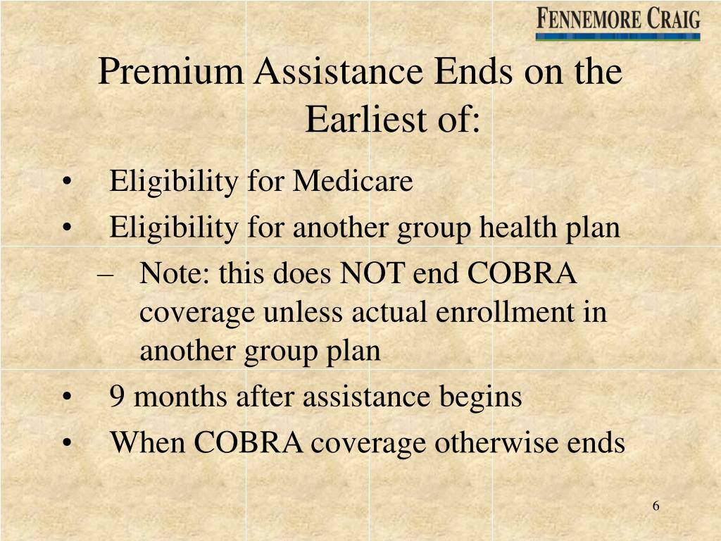 PPT COBRA PREMIUM ASSISTANCE After the Economic Stimulus Bill