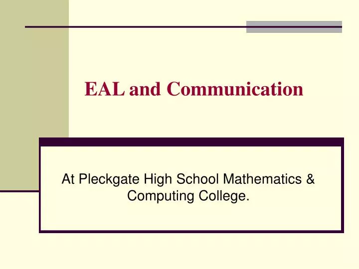 eal and communication n.