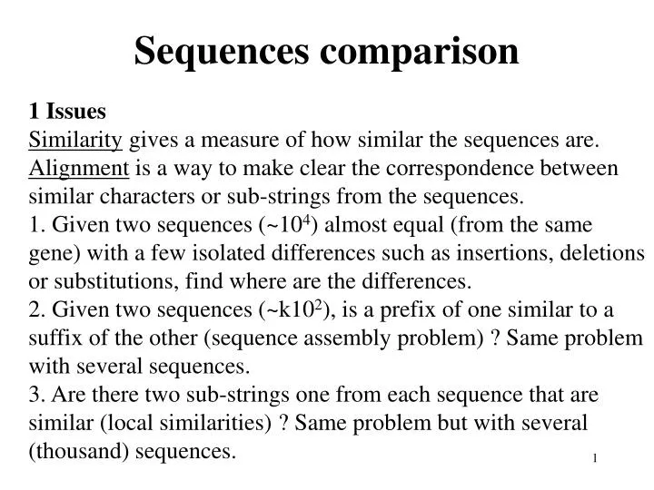 sequences comparison n.