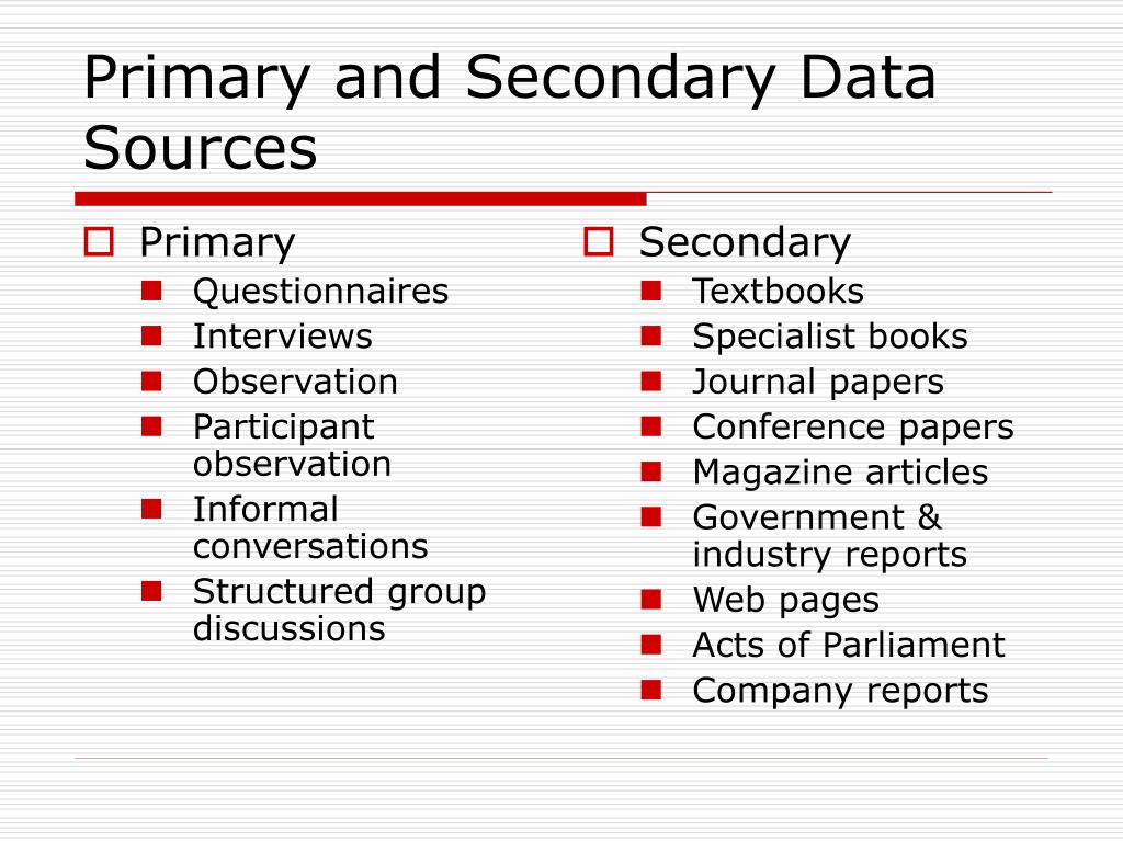 primary and secondary sources in research