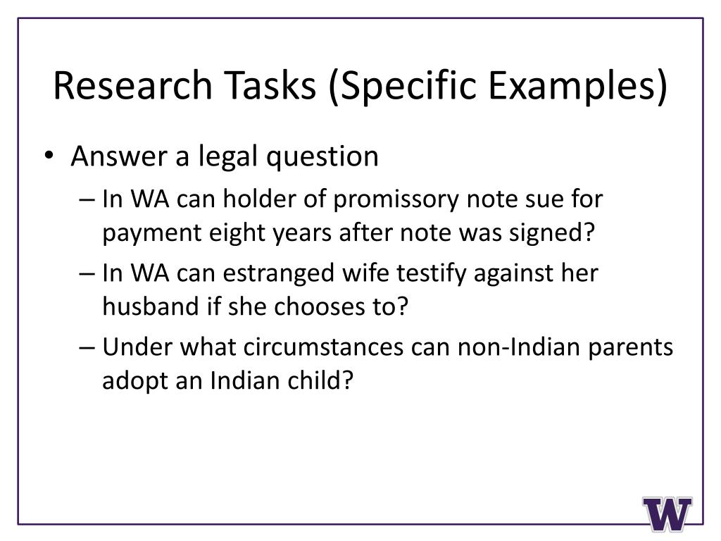 research tasks examples