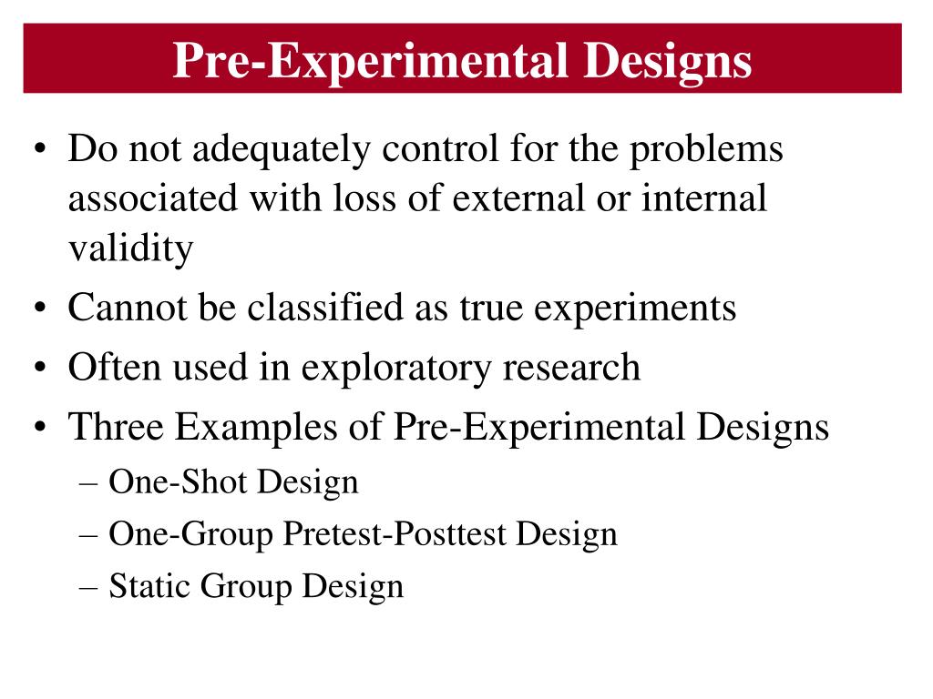 pre experimental research design example title