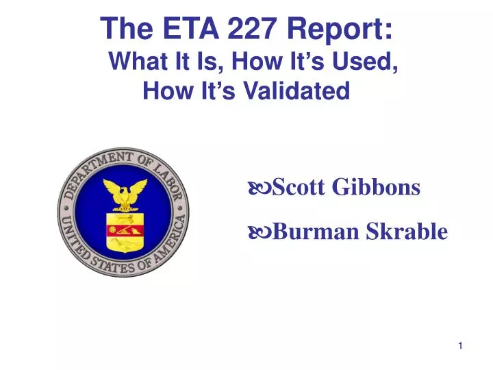 the eta 227 report what it is how it s used how it s validated n.