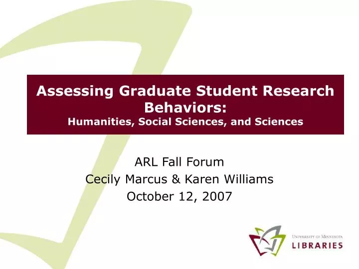 assessing graduate student research behaviors humanities social sciences and sciences n.