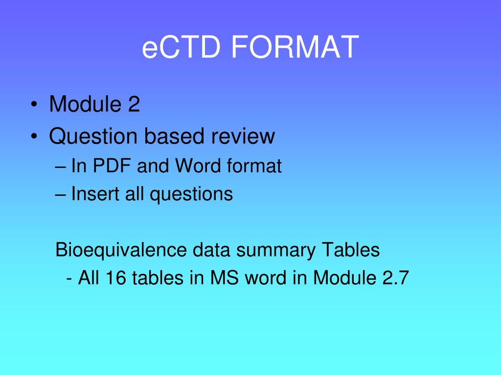PPT ECTD A TOOL To QUICK RELIABLE REGULATORY SUBMISSION PowerPoint 