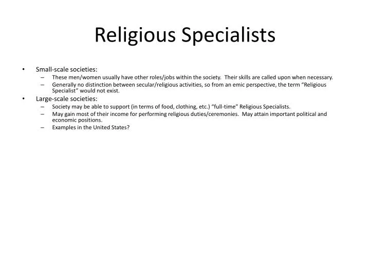 religious specialists n.