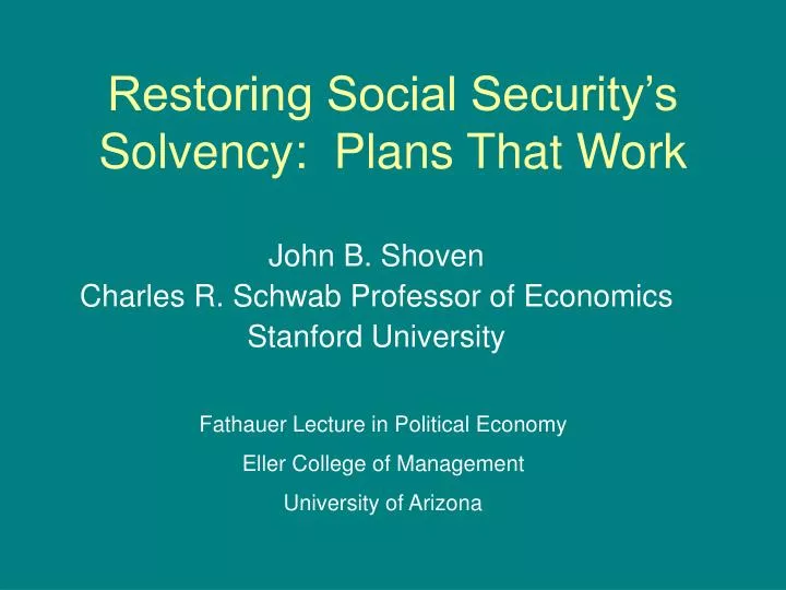 restoring social security s solvency plans that work n.