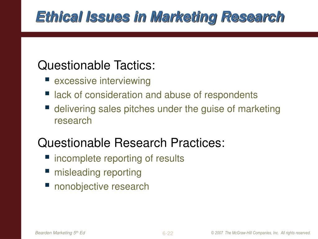 marketing research ethical issues