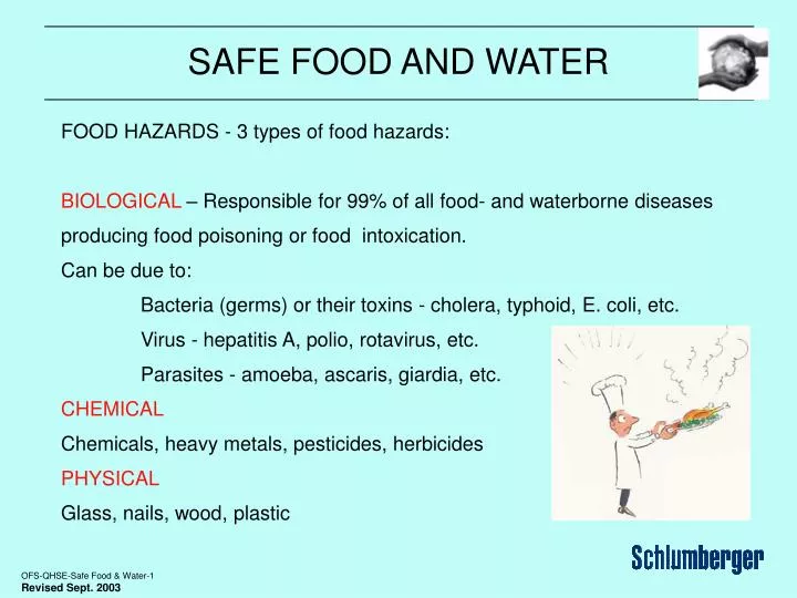 safe food and water n.