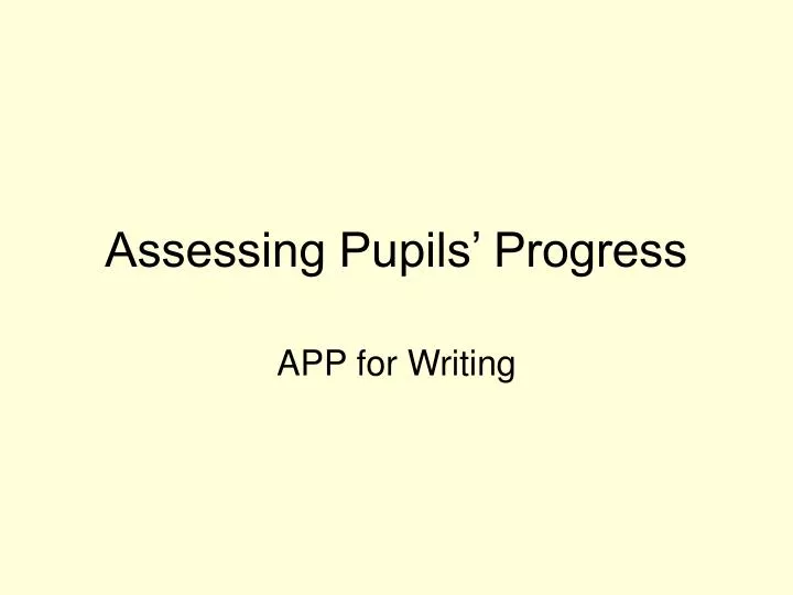 assessing pupils progress n.