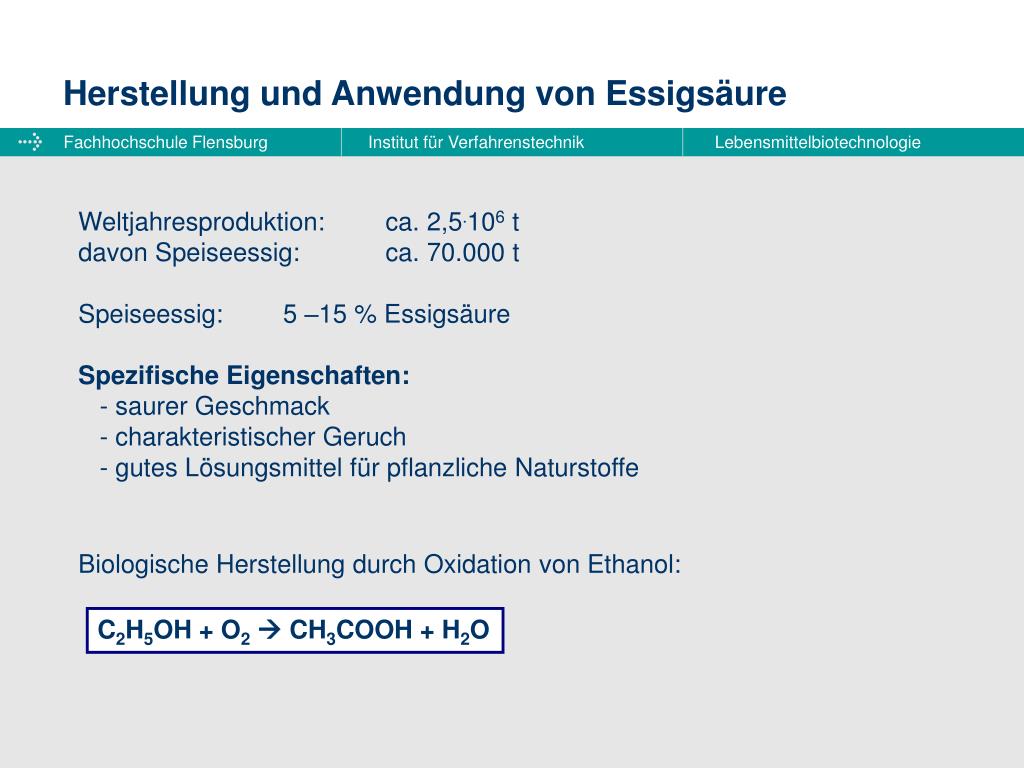 PPT Herstellung und Anwendung von Essigsäure PowerPoint Presentation