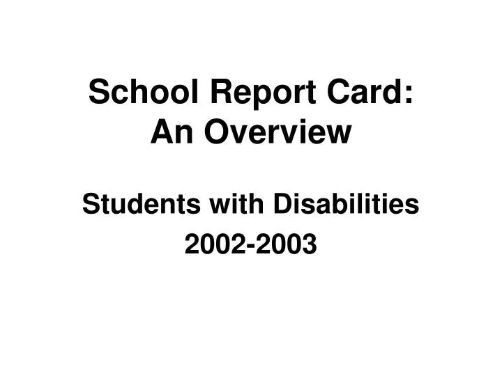 school report card an overview n.