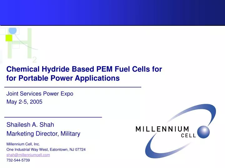chemical hydride based pem fuel cells for for portable power applications n.