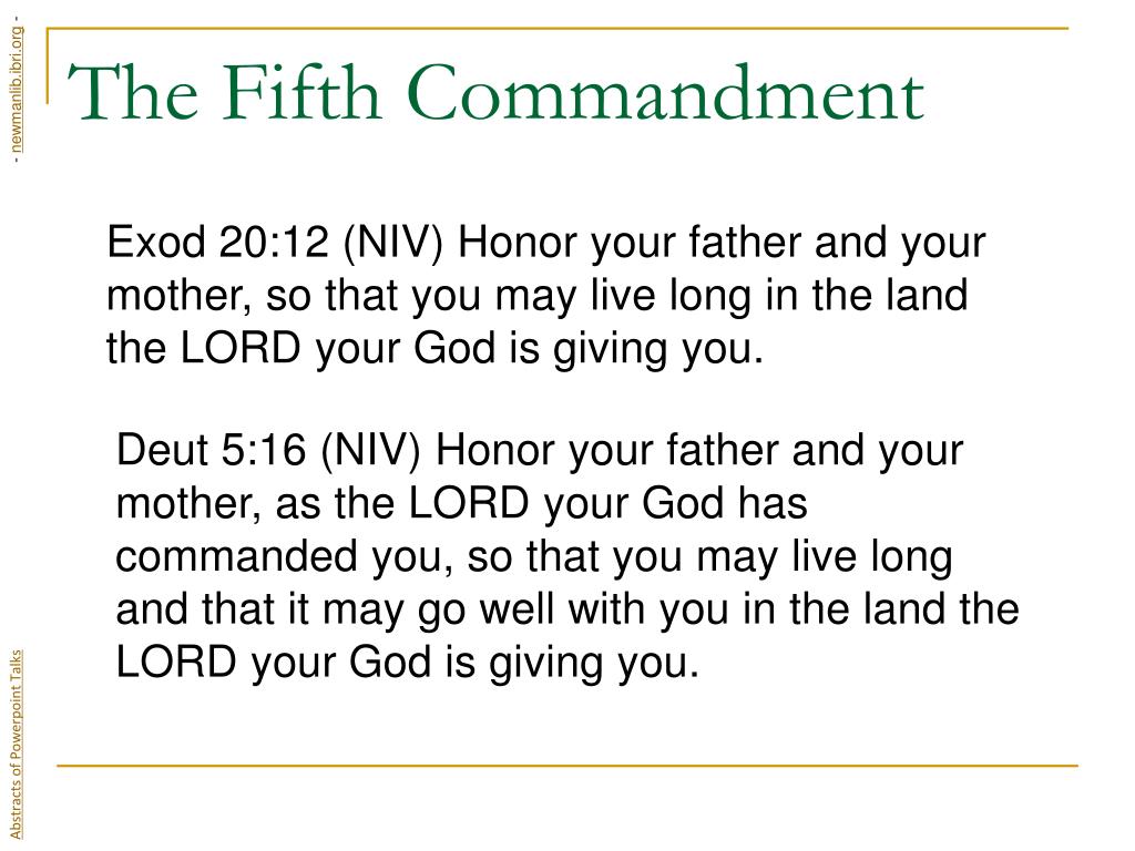 Ppt The Fifth Commandment Powerpoint Presentation Free Download Id