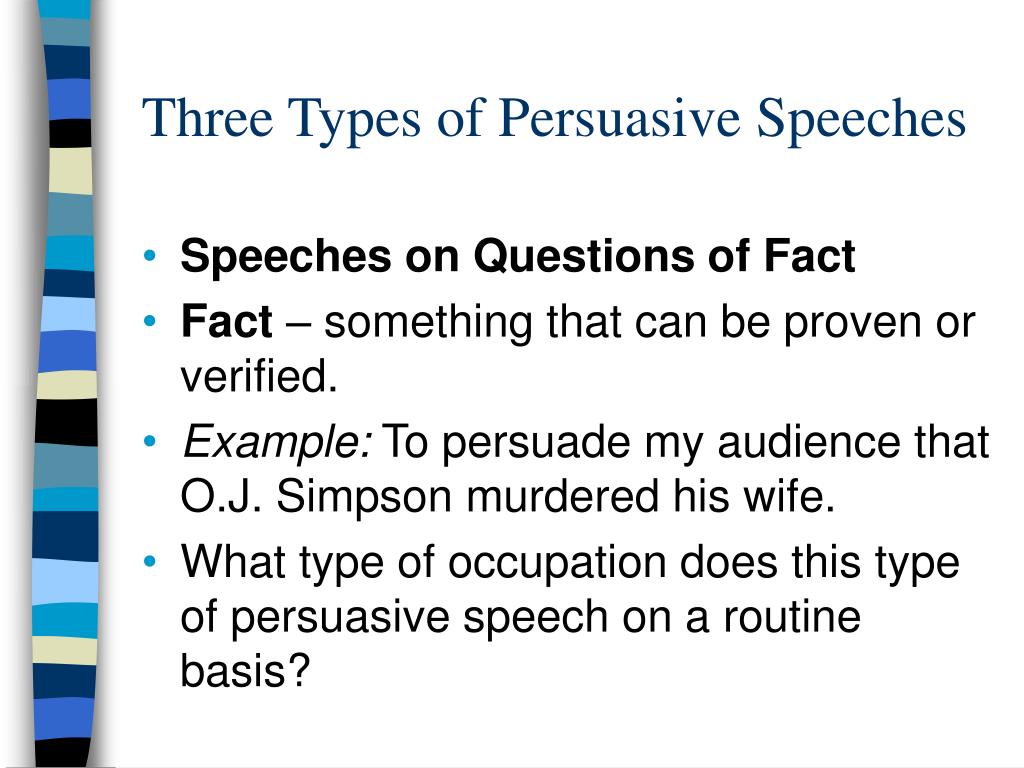 different types of persuasive speeches