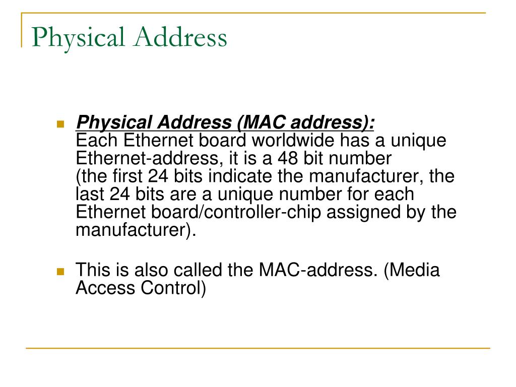 What Is Physical Address Example