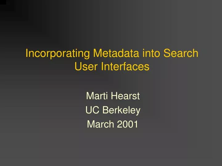 incorporating metadata into search user interfaces n.