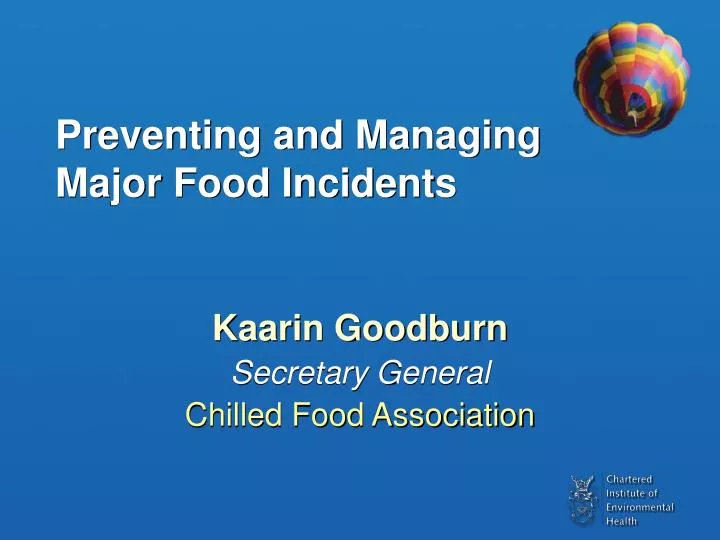 preventing and managing major food incidents n.