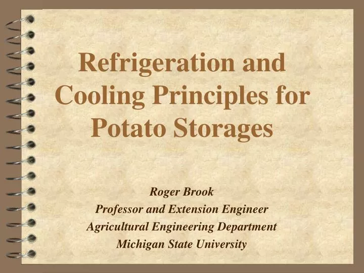 refrigeration and cooling principles for potato storages n.