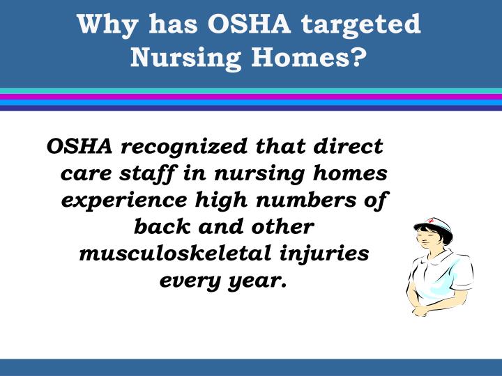 decreasing back injury among nursing staff Nursing home injuries can be prevented in the facility staff stays vigilant and consistently works to improve the safety of each individual as well as the safety of the physical environment the cdc suggests that nursing homes adopt a multipronged approach to reduce the number of accidents. decreasing back injury among nursing staff Nursing home injuries can be prevented in the facility staff stays vigilant and consistently works to improve the safety of each individual as well as the safety of the physical environment the cdc suggests that nursing homes adopt a multipronged approach to reduce the number of accidents.